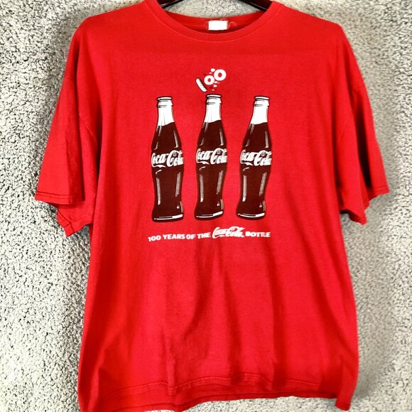 Vintage Coca Cola Memorabillia T shirt Size Large 100 Years Double Sided Tee - Picture 2 of 5